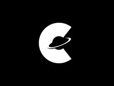 the letter c with an image of saturn in the center on a black background illustration