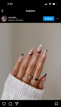 Elegant Nails With Black, Neutral Nail Ideas Acrylic, Neutral Nails With Black, Black And White Formal Nails, Gel Nails Art, Nail Ideas With Black, Black Nude Nails, Geometric Nail Designs, Neutral And Black Nails