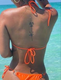 #explorepage #tattoo Island Spine Tattoo, Caribbean Inspired Tattoos, Insert Here Tattoo, Ephemeral Tattoo, Small Girly Tattoos, Small Pretty Tattoos, Writing Tattoos