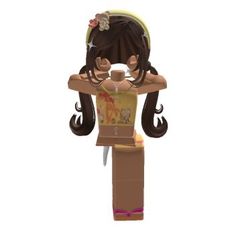 a paper doll with long hair holding a box