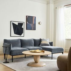 Penn 2-Piece Chaise Sectional (87") | West Elm Living Room West Elm, West Elm Living Room, Bookcase Bedroom, Sectional Living Room, Wall Mirror With Shelf, Persian Style Rug, Bed Springs, Furniture Trends, Solid Rugs