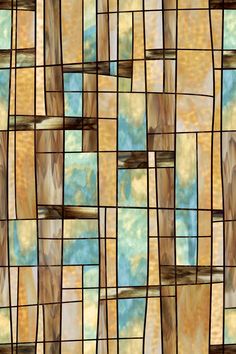 an abstract stained glass background with wood and sky