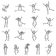 cartoon people doing different poses and gestures stock photo - image 349874