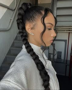 Hairdos For Curly Hair, Natural Curls Hairstyles, Work Hairstyles, Hair Ponytail Styles, Ponytail Styles, Sleek Hairstyles, Baddie Hairstyles, Braids For Black Hair