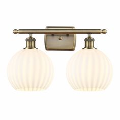 Innovations Lighting-516-2W-AB-G1217-8WV-Collection: White Venetian, Material: Brass, Finish Color: Antique Brass, Width: 18", Height: 11", Length: 8.13", Depth: 8.13", Height From Outlet Box: 2.25", Backplate Width: 6", Backplate Length: 4.5", Lamping Type: Incandescent, Number Of Bulbs: 2, Wattage: 100 Watts, Dimmable: Yes, Moisture Rating: Damp Rated, Desc: A truly dynamic fixture, the Ballston fits seamlessly amidst most d�cor styles. Its sleek design and vast offering of finishes and shade Brass Vanity Light, Brass Vanity, Incandescent Lamp, Bathroom Light Fixtures, Bath Vanity Lighting, Bath Light, Wall Fixtures, Metal Lighting, Guest Bath