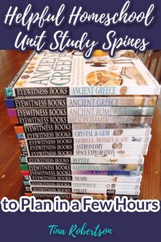 a stack of books sitting on top of a wooden table with the title helpful homeschool