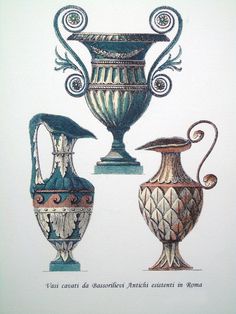 Vase II - Roman Vase - Antique vase - Roman Empire - Hand-colouring Vase - Roman Vase - Antique vase Roman Empire - 50 x 70 inches 19.6 x 27.5 cm - 1950 (approximately) Water-coloured by hand. Each piece is unique being hand painted.Beautiful as a picture. This is not a digital reproduction. Its original work of years 1900/1950 Vintage prints may have some imperfections, discoloration and spots, but this is due to age. It is possible to have this subject printed on canvas in various formats on r Roman Vase, Rome Empire, Rome Ancient, Vase Antique, Rome Antique, Ancient Greek Art, Empire Romain, 1950 Vintage, Antique Vase