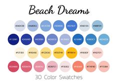 the color swatches for beach dreams