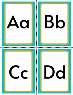 four cards with the letters abc and d