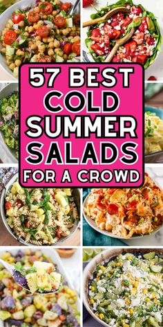 summer bbq recipes sides Easy Salads For A Crowd, Recipes For Cookout, Bbq Salads Side Dishes, Summer Salads For A Crowd, Summer Side Salads, Cold Summer Salads, Summer Salads For Bbq, Side Dishes Summer, Salads For Bbq