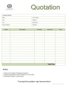 a printable invoice form with the words'quoteation'on it