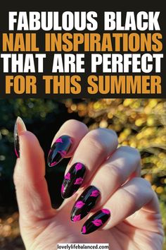 black nail inspo, black summer nails 2024, short black summer nails, dark summer nails, black nails inspo Black Nails Short, Beachy Nails