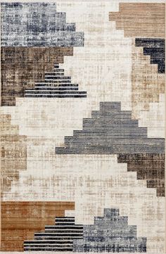 an area rug with different colors and shapes