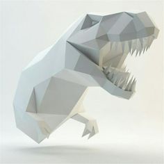 a low poly model of a t - rexauros head with its mouth open