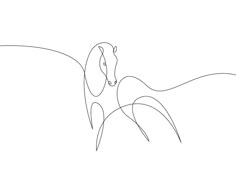 a line drawing of a horse with its head in the air and it's tail out