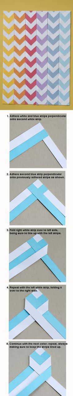 the instructions for making paper strips with colored stripes on them, and how to cut them out