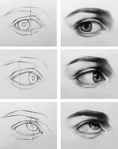 step by step instructions to draw an eye