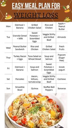 easy meal plan for weight loss Easy Meal Plan, Healthy Lunch Meal Prep, Nutrition Diet, Easy Healthy Meal Prep, Easy Meal Plans, Makanan Diet, Lunch Recipes Healthy, Diet Vegetarian, Lunch Meal Prep