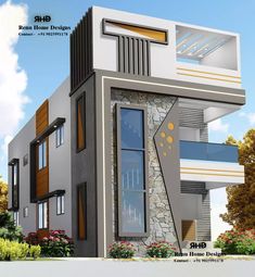 this is a 3d rendering of a modern house