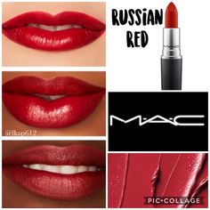 Authentic New In Box Never Used Or Tested Mac Matte Lipstick Shade- Russian Red (Intense Bluish Red) Full Size No Trades Bundle & Save Mac Matte Lipstick Shades, True Red Lipstick, Maroon Lips, Mac Retro Matte Lipstick, Matte Lipstick Shades, Frosted Lipstick, Mac Retro Matte, Cream Lip Stain, Russian Red