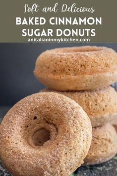 These Baked Cinnamon Donuts, are a fast and easy breakfast, dessert or snack idea. A soft and delicious cinnamon sugar baked Doughnut is perfect anytime! A light and fluffy baked cake donut is sure to make your days brighter. Homemade Baked Donuts, Donuts At Home, Persnickety Plates, Cinnamon Sugar Donuts, Pantry Ingredients