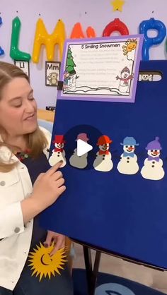 Jamie White on Instagram: "Snowman Winter Preschool Circle Time Idea!
⛄️⛄️⛄️⛄️⛄️

Five Smiling Snowmen is a cute poem that will help students with counting, color recognition, subtraction, and rhyming. The snowmen are from ArtFelt.net, and the poem (along with TONS of other winter lesson plans and ideas) is in the 10-day Winter Circle Time Unit.

Comment the word "WINTER" below for a link to the 5 Smiling Snowmen song! ❄️

#PreschoolTeacher #PlayMatters #PlayMore #PlayIsEnough #PreKTeachers #PlayBasedLearning #EarlyChildhoodEducation #PreschoolTour #LearningThroughPlay #PreschoolActivities #PreKClassroom #PreschoolPlay #ChildhoodEducation #TeacherTips #PreschoolIdeas #PreschoolInspiration" Snowman Songs, Winter Lesson Plan, Jamie White, Preschool Circle Time, Prek Classroom, Playbased Learning, Winter Preschool, School Inspiration