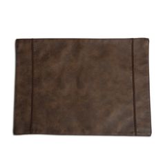 a brown leather placemat on a white background