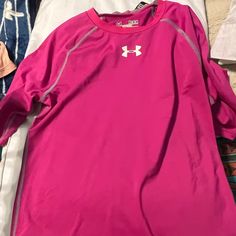 Bnwt Under Armour Pink Compression Shirt. Under Armour Crew Neck Top, Under Armour Short Sleeve Workout Top, Under Armour Sporty Tops For Workout, Short Sleeve Under Armour Workout Top, Under Armour Sporty Shirt For Sports, Sporty Under Armour Sports Shirt, Sporty Short Sleeve Tops By Under Armour, Sporty Under Armour Shirt For Sports, Under Armour Short Sleeve Athleisure Top