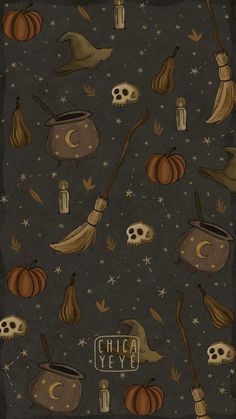 an image of halloween items on a black background