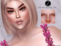 an image of a woman with pink flowers on her chest and nose mask zii