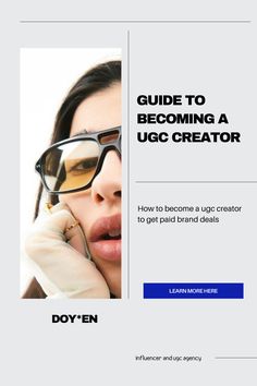 a woman wearing glasses with the words guide to becoming a ugg creator