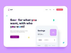 the landing page for savings app