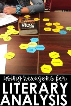 a person sitting at a table with a book and some sticky notes in front of them