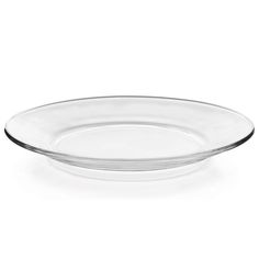 an empty glass plate on a white background