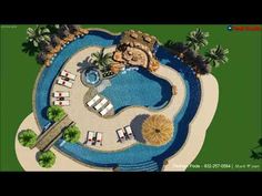 an aerial view of a resort pool