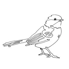 a black and white drawing of a bird