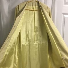 Nwot Vintage Raincoat. Excellent Condition. Double Breasted With Side Pockets. One Small Stain Under Left Lapel. Tag Says Size 13 But Please Refer To Measurements As Vintage Clothes Ran Smaller Than Modern. 21” Across Chest While Buttoned. Shoulder To Hem 39”. Shoulder To Wrist 23”. Most Likely Purchased From Jc Penny In The 1960’s Tailored Silk Outerwear For Spring, Fitted Silk Outerwear For Daywear, Fitted Silk Outerwear For Daytime, Long Formal Spring Outerwear, Long Formal Outerwear For Spring, Fitted Long Blazer For Spring, Fitted Long Silk Outerwear, Fitted Silk Long Coat, Long Silk Fitted Outerwear