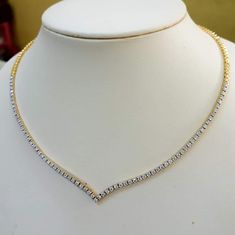 "💗💎Description: 2 Ct Diamond Necklace V Shape Diamond Tennis Necklaces Best Women Gift Diamond Natural 100% 💗💎Main Material: 9K- Solid Gold Color : Yellow (If Request for white, pink ,rose gold will be plated Color) Diamonds : 100% Natural Diamond White color(Diamond round brilliant cut) Diamond : Round brilliant cut 75 pcs. 2 CT 💗 Gold Wight: 1 pcs Weight 14.55 G Diamond Color :G-H Diamond Cut - EXCELLENT Diamond Color: White 💗💎We select good quality and unique products for our clients t Necklace Guide, Bridal Diamond Necklace, Lucky Charm Bracelet, Blink Blink, Necklaces Diamond, Diamond Tennis Necklace, Modern Necklace, Sister Jewelry, Custom Jewellery