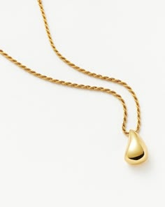 Savi Sculptural Droplet Pendant Necklace | 18ct Gold Plated Vermeil | Missoma Trio Necklace, Gemstone Stacking Ring, Fan Necklace, Double Chain Necklace, Coin Pendant Necklace, Organic Forms, Leaf Bracelet, Design Clothes, Pearl Pendant Necklace