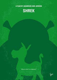 shrek minimalist movie poster with the silhouette of an animal and its shadow