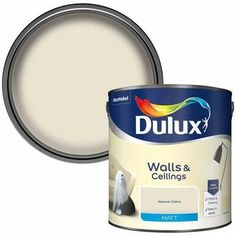 a white paint can with the words duluxx on it and an image of a bird