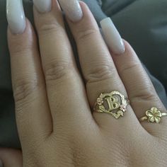 10K Gold Flower Heart Initial Ring A-Z Yellow White Rose | Etsy Gold Ring Initials, Gold Letter Ring, Mexican Gold Rings, Rings With Letters, Gold Ring Ideas, Spring Nails2023, Initial Gold Ring, Real Gold Rings, Initial Ring Gold