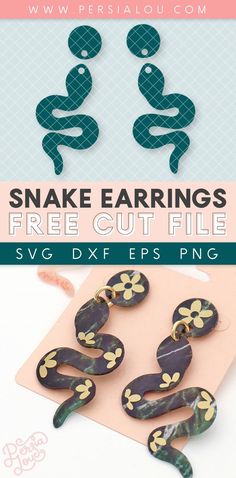 snake earrings are shown with the text free cut file