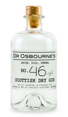 a bottle of scottish dry gin on a white background