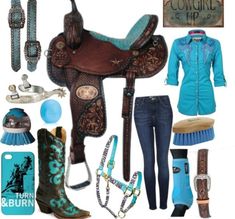 a collage of various items including boots, hats and accessories