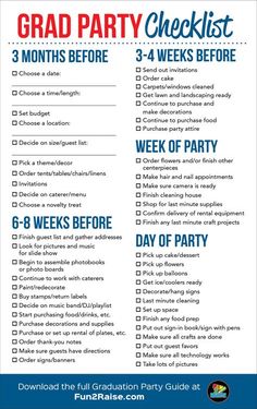 a printable graduation party checklist