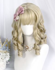 Short Curly Wig, Kawaii Wigs, Anime Wigs, Classic Lolita, Cosplay Hair, Kawaii Hairstyles, Short Curly Wigs, Curly Wig, Anime Hair