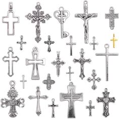 many different types of crosses on a white background