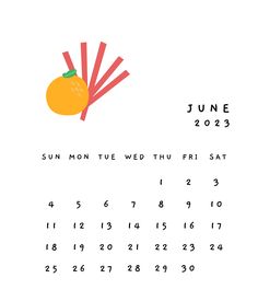 a calendar with an orange on it