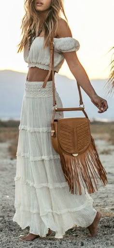 Outfit Boho Chic, Circle Maxi Skirt, Boho Mode, Boho Styl